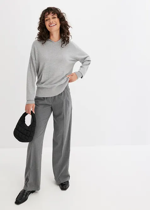 Svetr s kapucí a klokaní kapsou, z viskózové směsi, bonprix