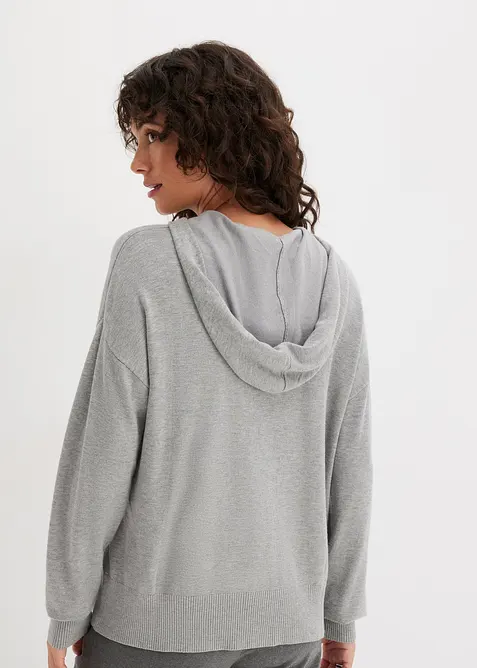 Svetr s kapucí a klokaní kapsou, z viskózové směsi, bonprix