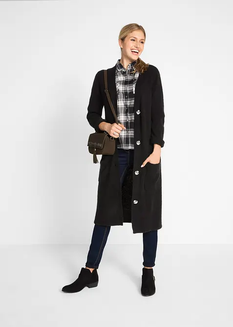 Pletený kabát s nakládanými kapsami, bonprix