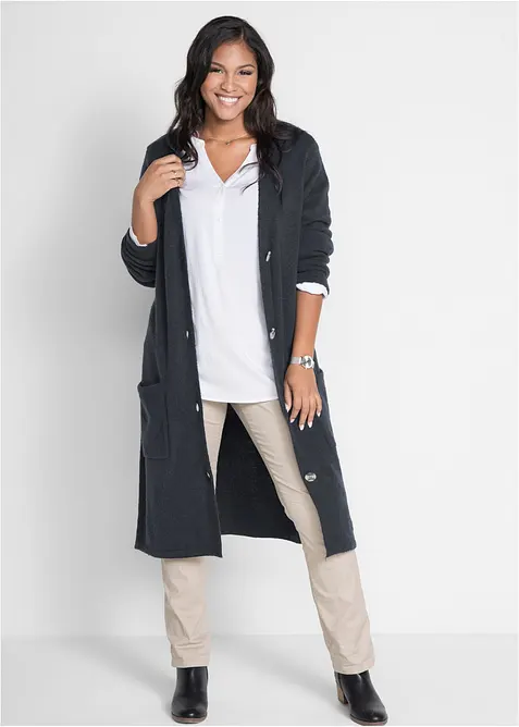 Pletený kabát s nakládanými kapsami, bonprix