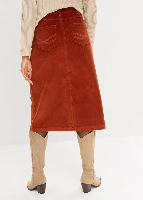 Strečov&aacute; man&scaron;estrov&aacute; midi sukně s knofl&iacute;ky, bonprix