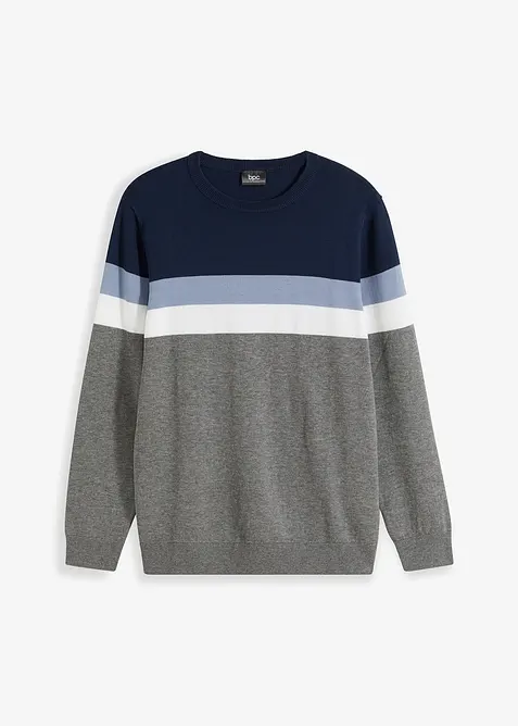 Jemně pletený svetr s Colorblocking s bavlnou, bonprix