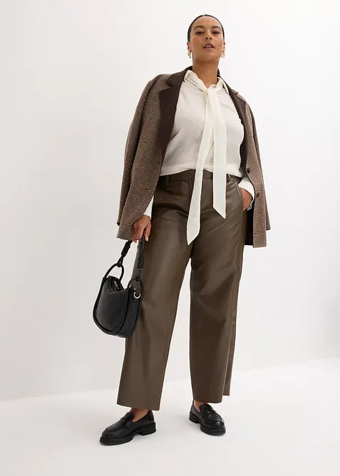 Kalhoty Marlene z kůže nappa, bonprix