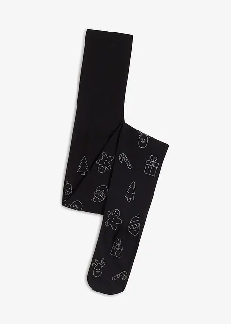 Punčochové kalhoty s třpytivým vánočním potiskem, bonprix