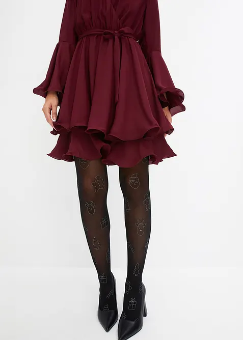 Punčochové kalhoty s třpytivým vánočním potiskem, bonprix