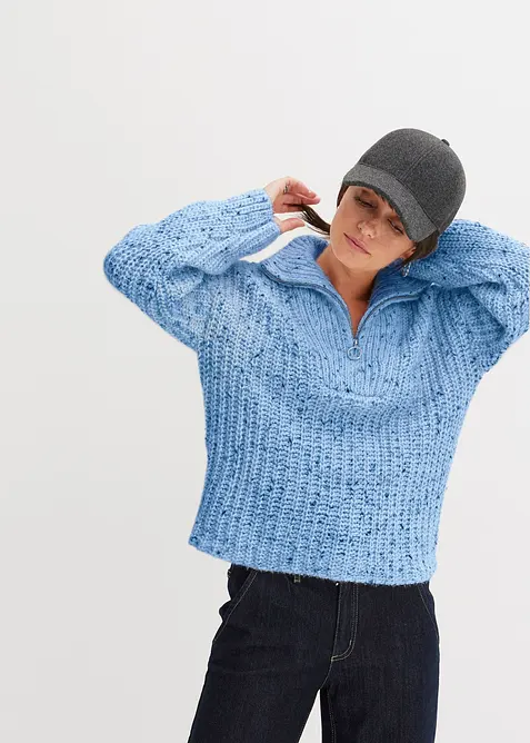 Svetr s l&iacute;mečkem Troyer a spadl&yacute;mi rameny, bonprix