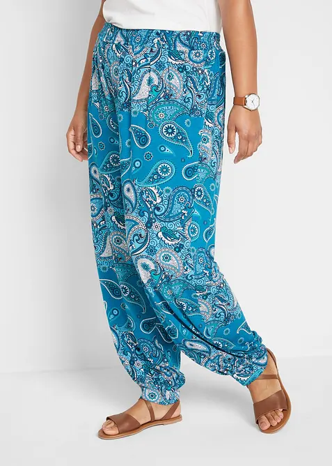 Žerzejov&eacute; har&eacute;mov&eacute; kalhoty ze spl&yacute;vav&eacute; směsi s visk&oacute;zou, bonprix