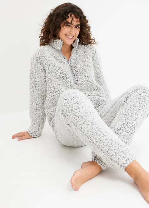 Oblek na doma z medv&iacute;dkov&eacute;ho fl&iacute;su, bonprix