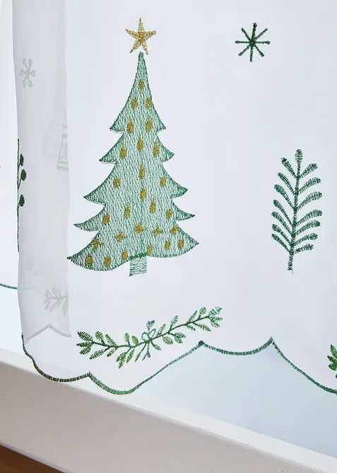 Vitrážková záclona s výšivkou jedle, bonprix