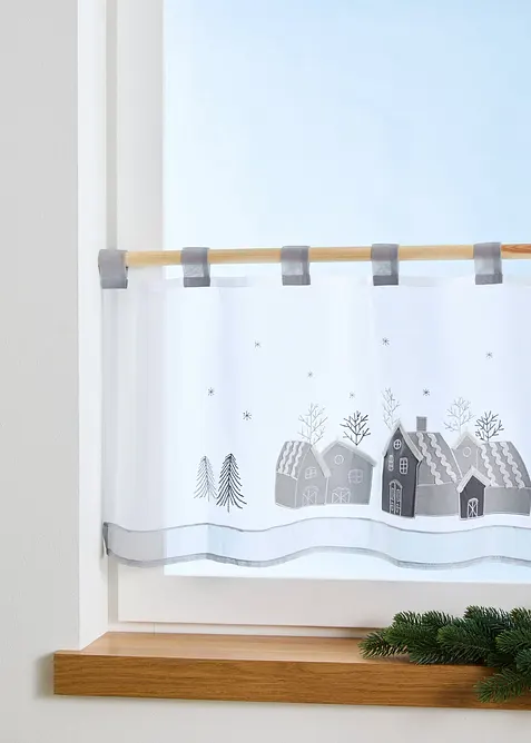 Vitr&aacute;žkov&aacute; z&aacute;clona s v&yacute;&scaron;ivkou domečků, bonprix