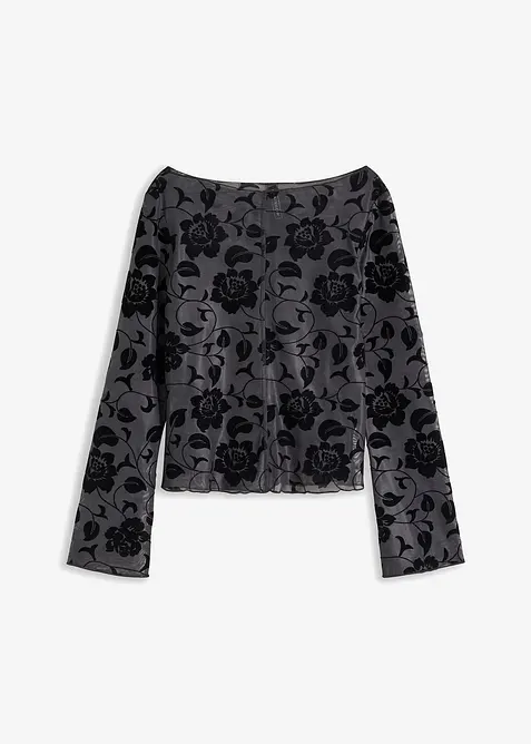 Lehce průhledné triko s dlouhým rukávem, bonprix