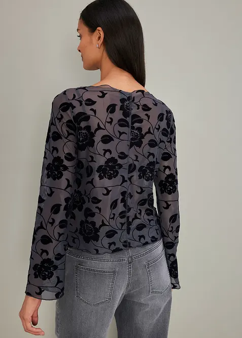 Lehce průhledné triko s dlouhým rukávem, bonprix