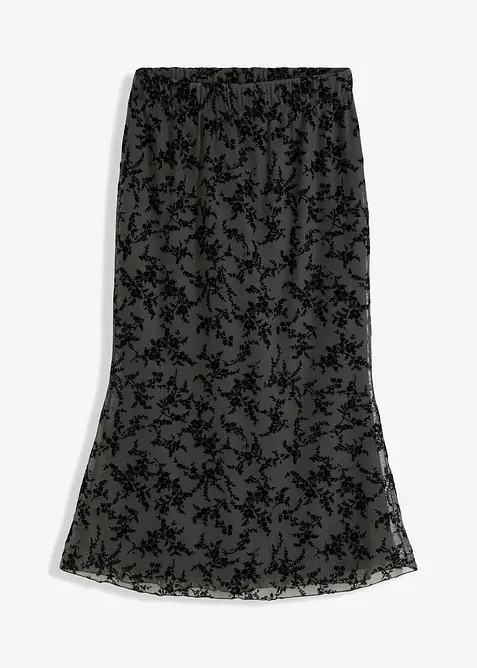 Midi sukně z jemn&eacute; s&iacute;ťoviny, bonprix