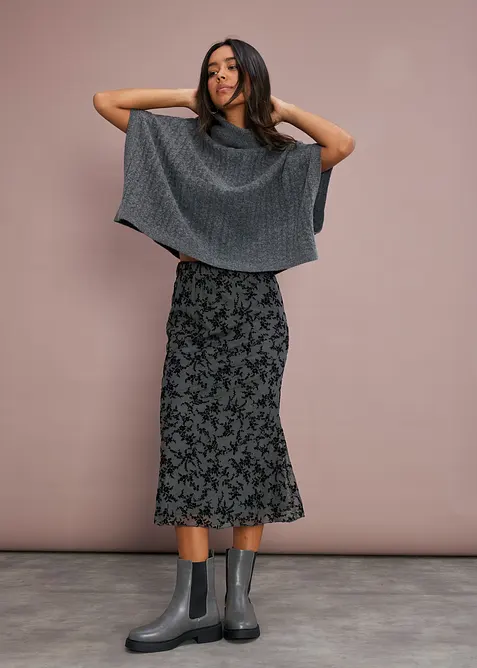 Midi sukně z jemn&eacute; s&iacute;ťoviny, bonprix