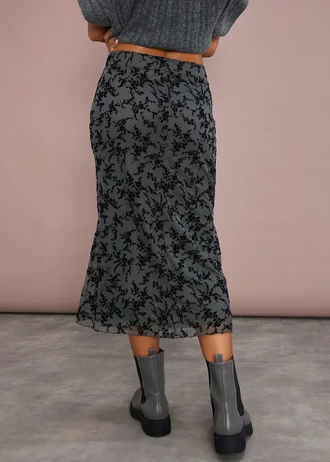 Midi sukně z jemn&eacute; s&iacute;ťoviny, bonprix