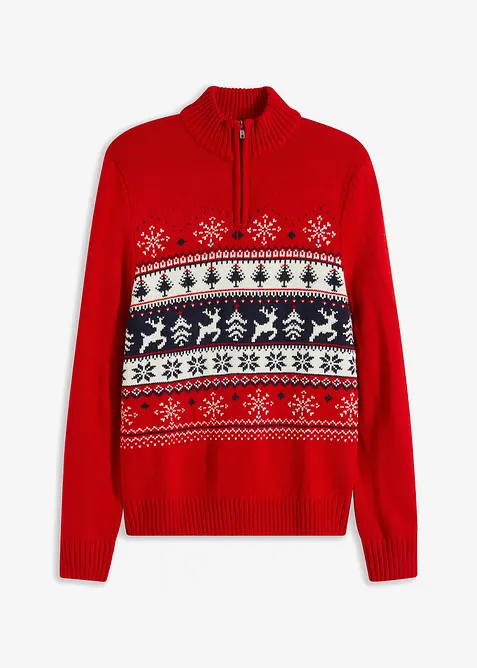 Svetr s norsk&yacute;m vzorem a l&iacute;mcem na zip, bonprix