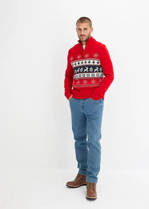 Svetr s norsk&yacute;m vzorem a l&iacute;mcem na zip, bonprix