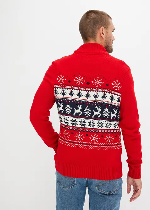 Svetr s norsk&yacute;m vzorem a l&iacute;mcem na zip, bonprix