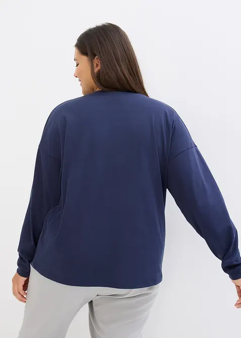 Vyšívané vánoční tričko s dlouhým rukávem, oversized, bonprix