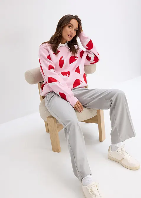 Oversize svetr z&nbsp;jemn&eacute; pleteniny, s&nbsp;kulat&yacute;m v&yacute;střihem, bonprix