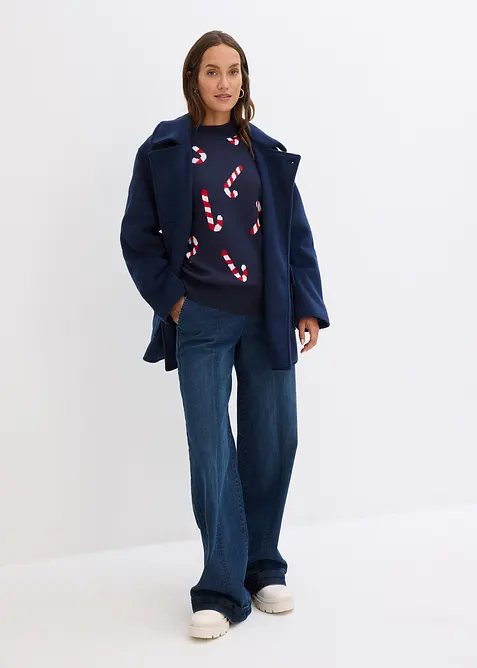 Oversize svetr z jemné pleteniny, s kulatým výstřihem, bonprix