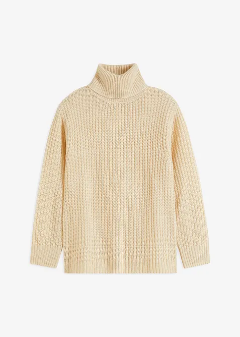 Pleten&yacute; svetr s rol&aacute;kov&yacute;m l&iacute;mcem, bonprix