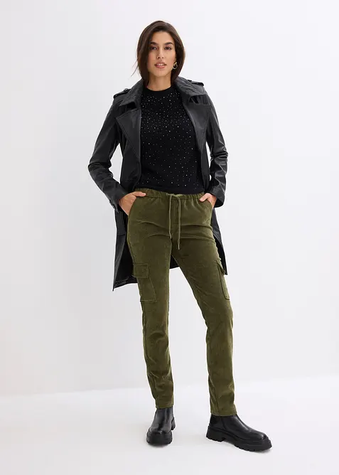 Kalhoty bez zap&iacute;n&aacute;n&iacute; ze sametov&eacute;ho man&scaron;estru, bonprix