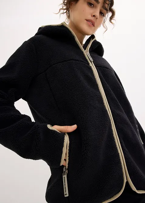 Mikina na zapínání s kapucí, z plyšového flísu, bonprix