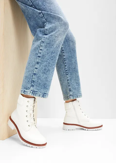 Šněrovací kotníková obuv s podšívkou, bonprix