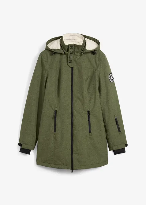 Nepromokavá funkční outdoorová dlouhá bunda s medvídkovým flísem, bonprix