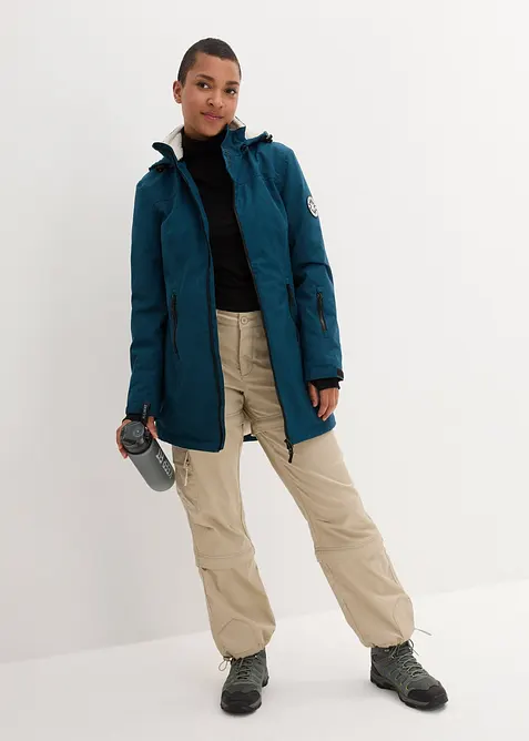 Nepromokavá funkční outdoorová dlouhá bunda s medvídkovým flísem, bonprix