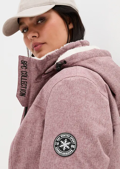 Nepromokav&aacute; funkčn&iacute; outdoorov&aacute; dlouh&aacute; bunda s medv&iacute;dkov&yacute;m fl&iacute;sem, bonprix