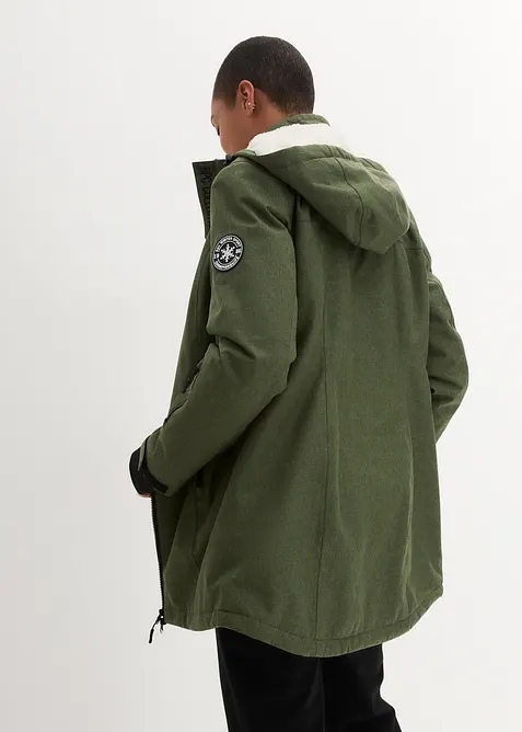 Nepromokavá funkční outdoorová dlouhá bunda s medvídkovým flísem, bonprix