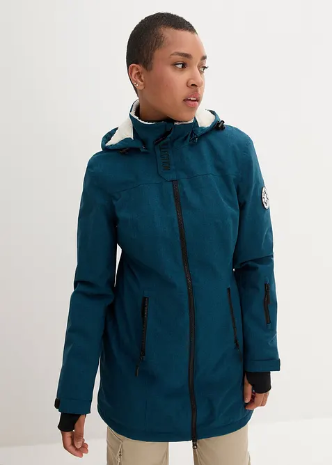 Nepromokavá funkční outdoorová dlouhá bunda s medvídkovým flísem, bonprix