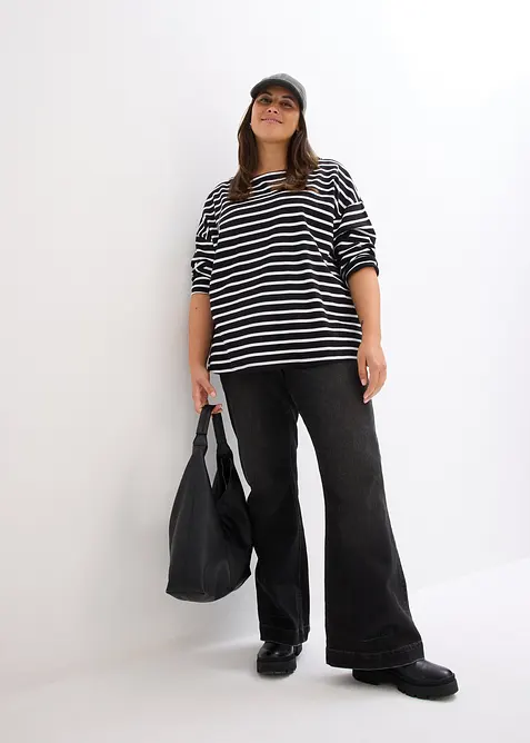 Triko s dlouh&yacute;m ruk&aacute;vem a lodičkov&yacute;m v&yacute;střihem, z organick&eacute; bavlny (2 ks v ablen&iacute;), bonprix