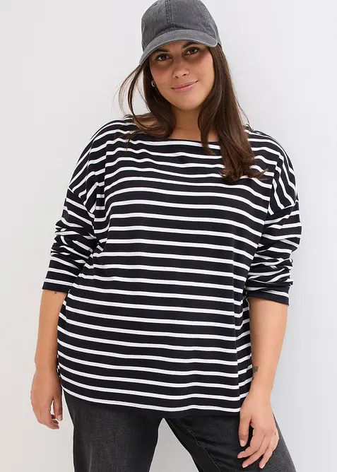 Triko s dlouh&yacute;m ruk&aacute;vem a lodičkov&yacute;m v&yacute;střihem, z organick&eacute; bavlny (2 ks v ablen&iacute;), bonprix