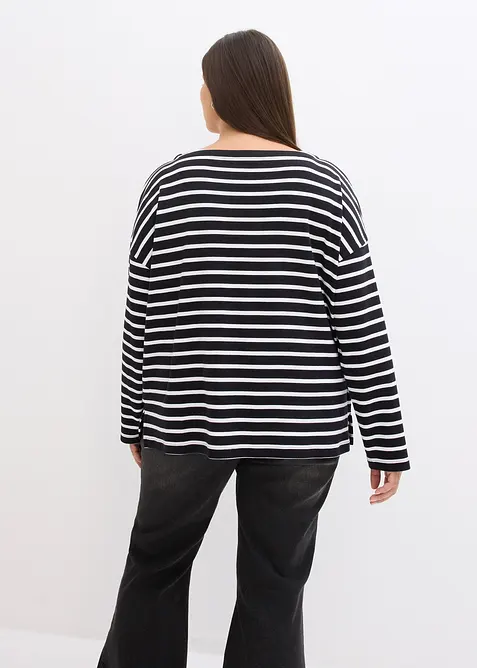 Triko s dlouh&yacute;m ruk&aacute;vem a lodičkov&yacute;m v&yacute;střihem, z organick&eacute; bavlny (2 ks v ablen&iacute;), bonprix