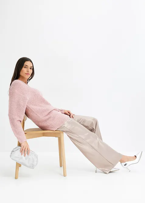 Svetr ze silnější pleteniny s výstřihem do V, bonprix