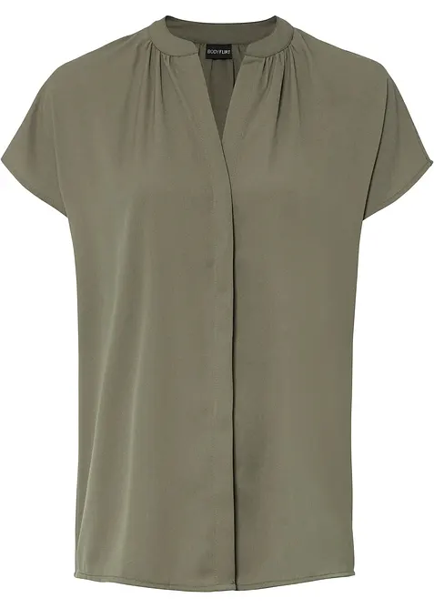 Halenka se skrytou knoflíkovou légou, krátký rukáv, bonprix