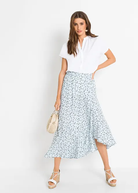 Halenka se skrytou knoflíkovou légou, krátký rukáv, bonprix