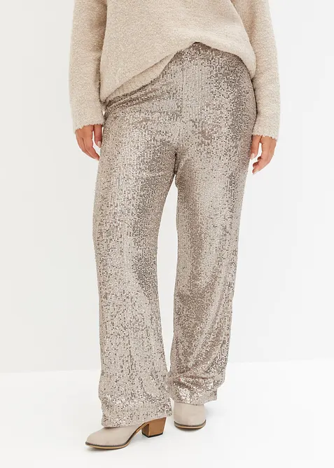 Žerzejové kalhoty s pajetkami, bonprix