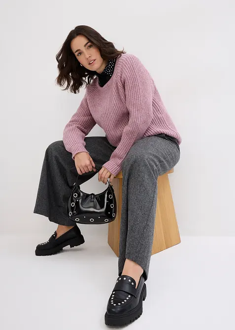 Svetr z hrubé pleteniny se třpytivou přízí, bonprix