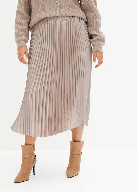 Plisovaná sukně z jemného saténu, bonprix