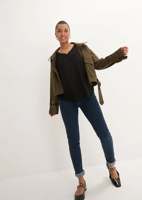 Halenka s v&yacute;střihem do V, dlouh&yacute; ruk&aacute;v, bonprix