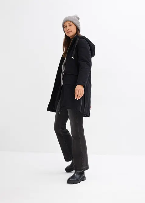 Hřejivá vatovaná zimní parka s podšívkou kapuce z medvídkového flísu, bonprix