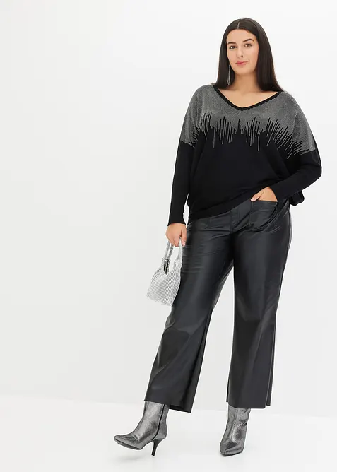 Svetr z jemn&eacute; pleteniny se &scaron;trasovou aplikac&iacute;, bonprix