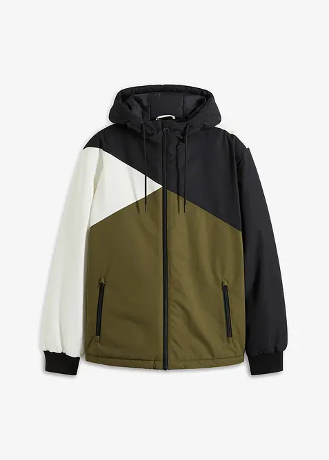 Zimní bunda s kapucí ve stylu colourblockingu, bonprix