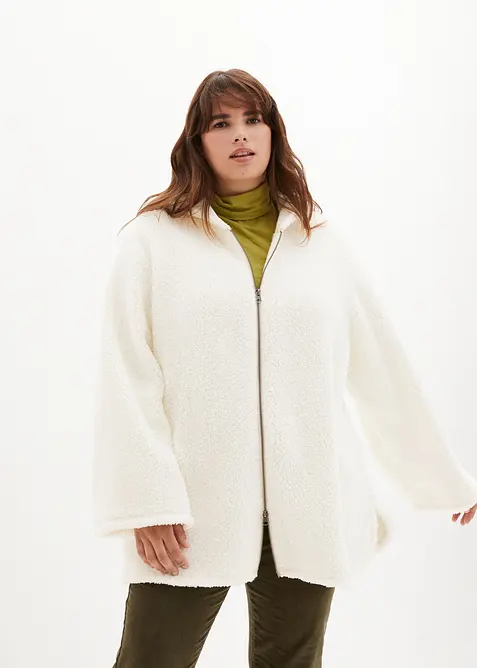 Bunda z ply&scaron;ov&eacute;ho fl&iacute;su, s postrann&iacute;mi rozparky, bonprix