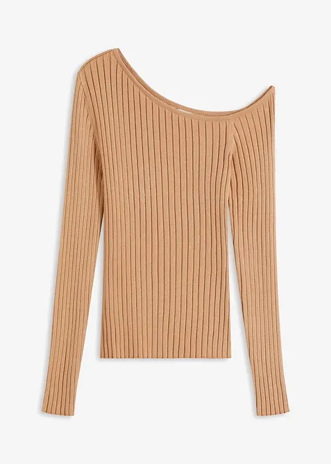 Žebrované triko s volným ramenem, bonprix