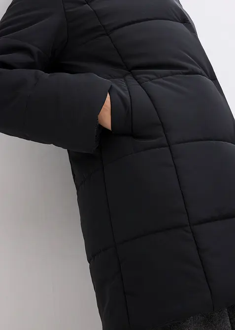 Pro&scaron;&iacute;van&aacute; bunda s umělou kože&scaron;inou, bonprix